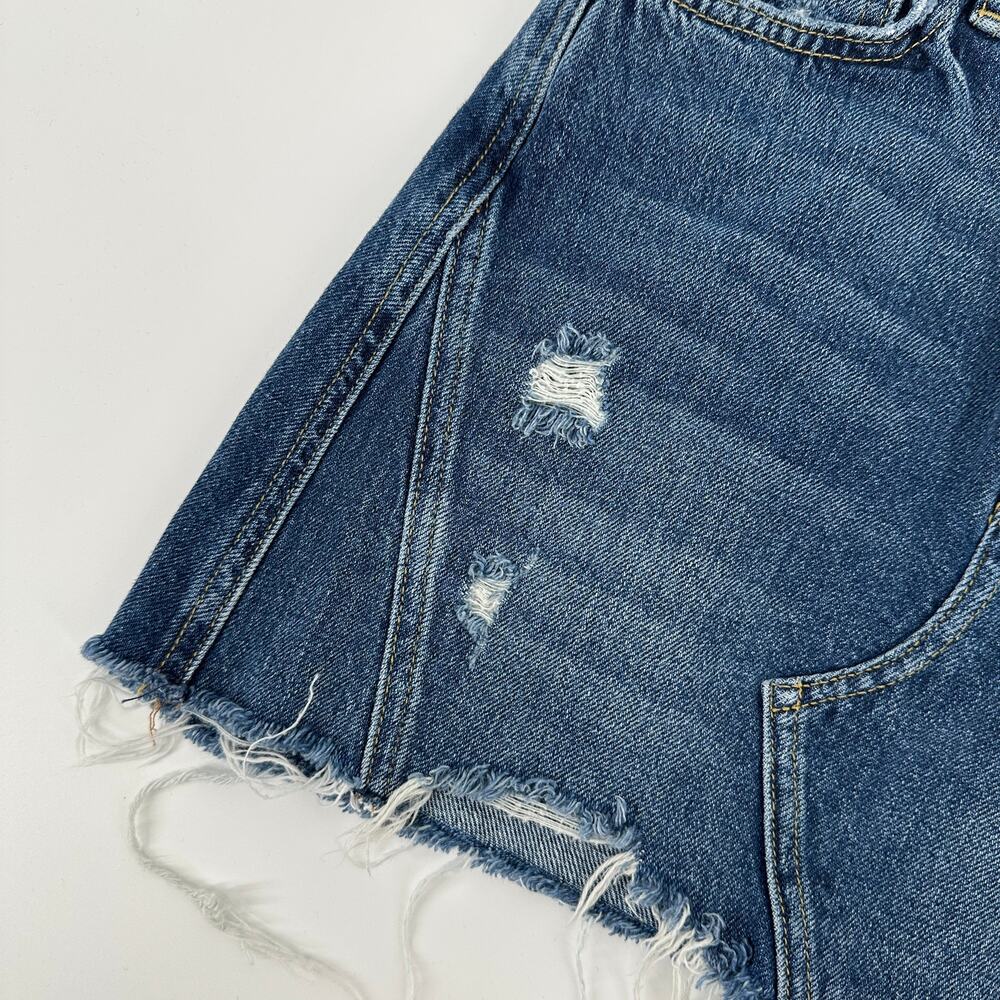 Free People We The Free Button Fly Distressed Raw Hem A-Line Mini Skirt Women 26 - Picture 3 of 9